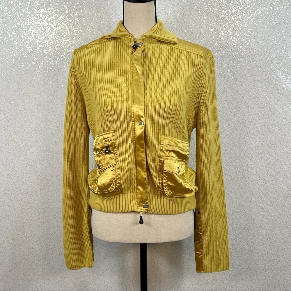 Jamie Sadock women’s yellow knit sweater full zip jacket. Size medium - Picture 13 of 14